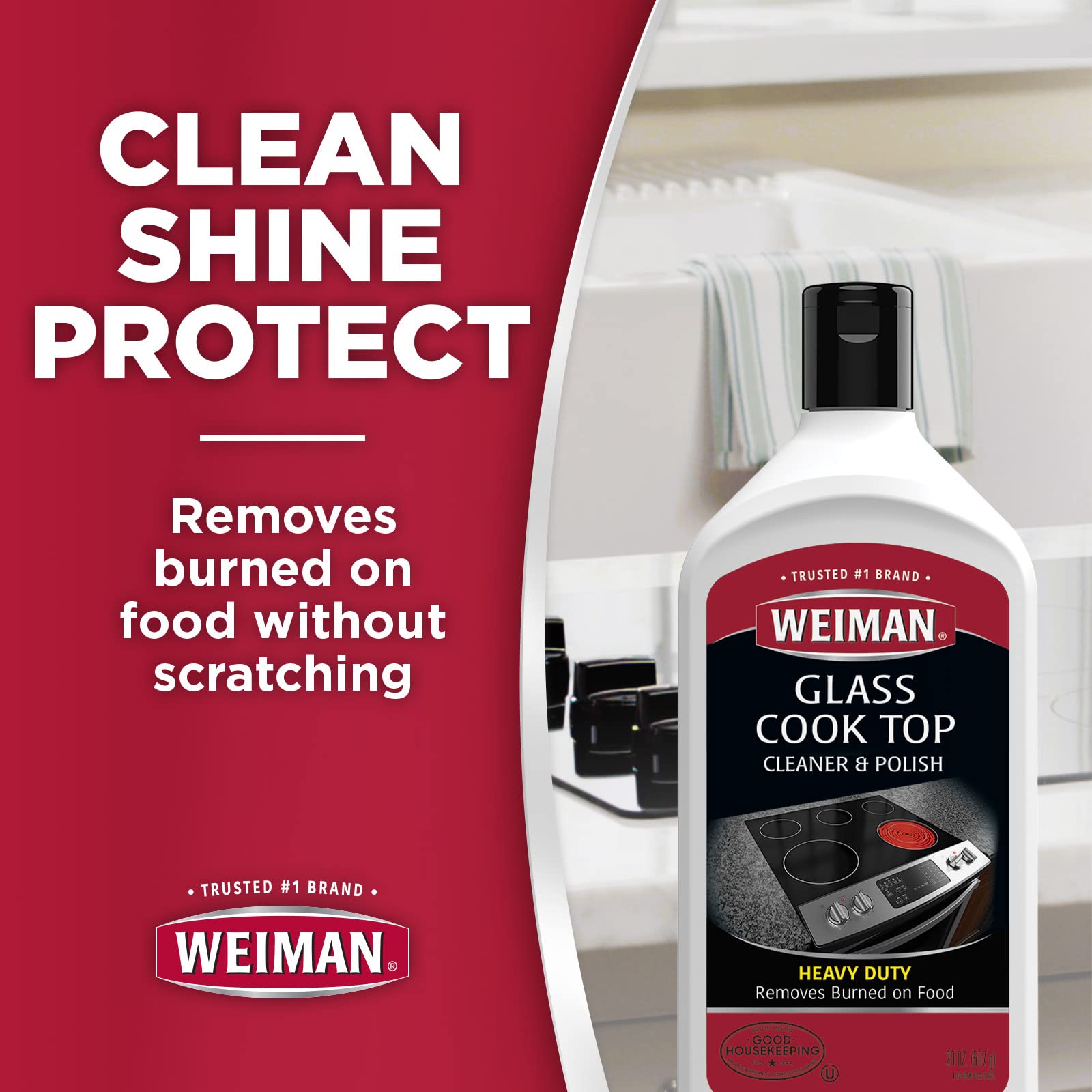Weiman Ceramic and Glass Cooktop Cleaner and Polish - 20 Ounce - Shines and Protects Glass and Ceramic Smooth Top Ranges with its Gentle Formula