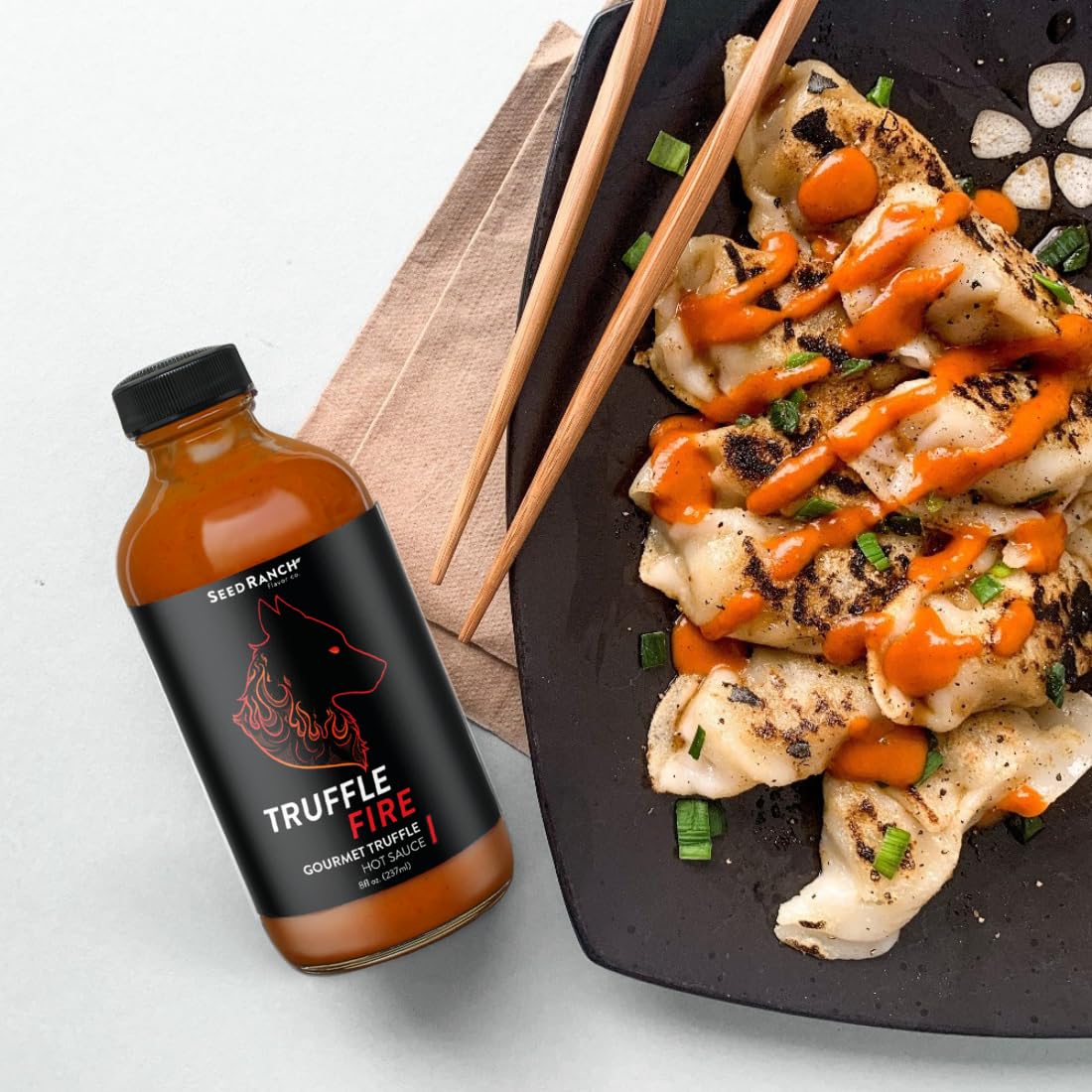 Seed Ranch Truffle Hound & Truffle Fire Hot Sauce Variety Pack - Spicy & Savory Truffle Hot Sauce with Chile de Arbol, Ghost Pepper & Garlic - Vegan