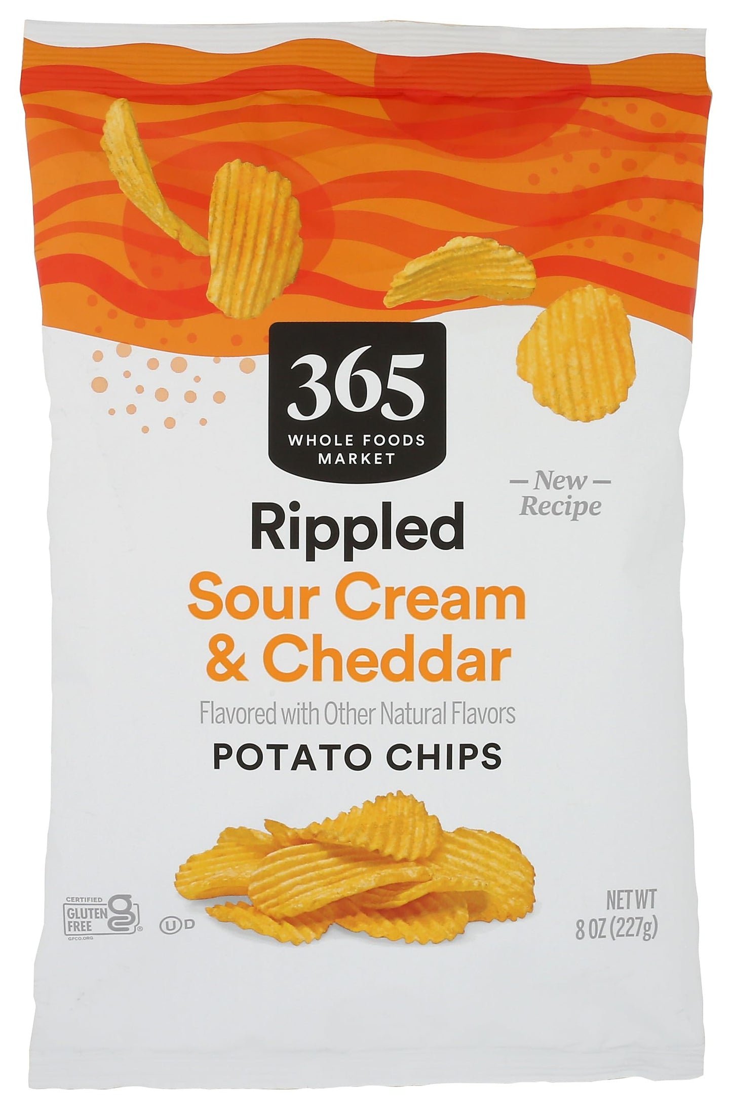 365 By Whole Foods Market, Potato Chips Rippled Cheddar & Sour Cream, 8 Ounce