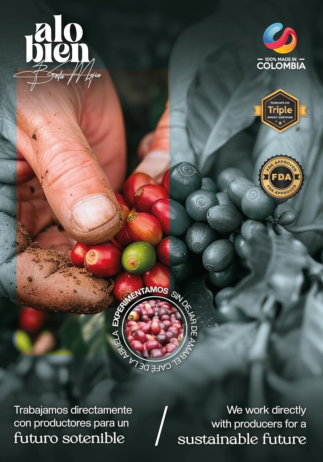 Alo Bien Specialty Coffee (Whole Bean) 1 LB. - Café Especial Colombiano Tostado By Beta Mejía 2 Pack