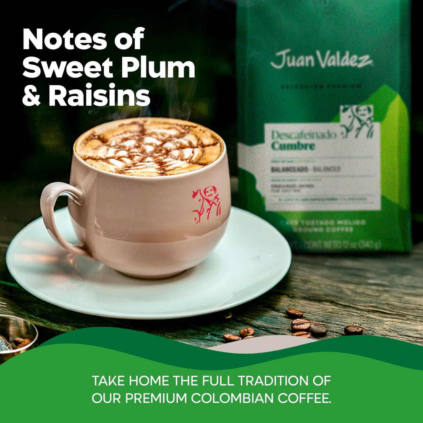 Juan Valdez Cumbre Decaffeinated Ground Coffee - Balanced Roast | 12 oz / 340 g | Decaf With Sweet Plum & Raisin Notes
