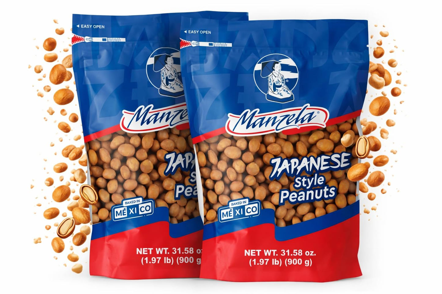 Manzela Crunchy Japanese-Style Flavor Peanuts | Large 900g Resealable Bag, Mexican Favorite with a Japanese Twist, No Artificial Flavors, Perfect