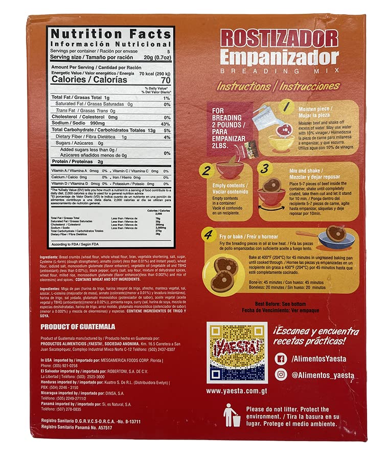 YAESTA - Rostizador Empanizador Milanesa - Bread Seasoning Milanesa 3.5 oz (Pack of 3)