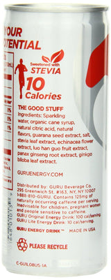 GURU Lite Natural Energy Drink, 8.4 fluid-ounces (Pack of 12)