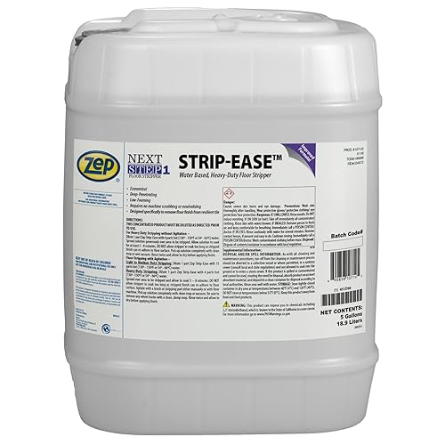 Zep Strip Ease Water Based Heavy Duty Floor Stripper - 5 Gallon (Case of 1) 107135 - Low Foaming, Deep Penetrating, Removes Finish, Polish and Heavy