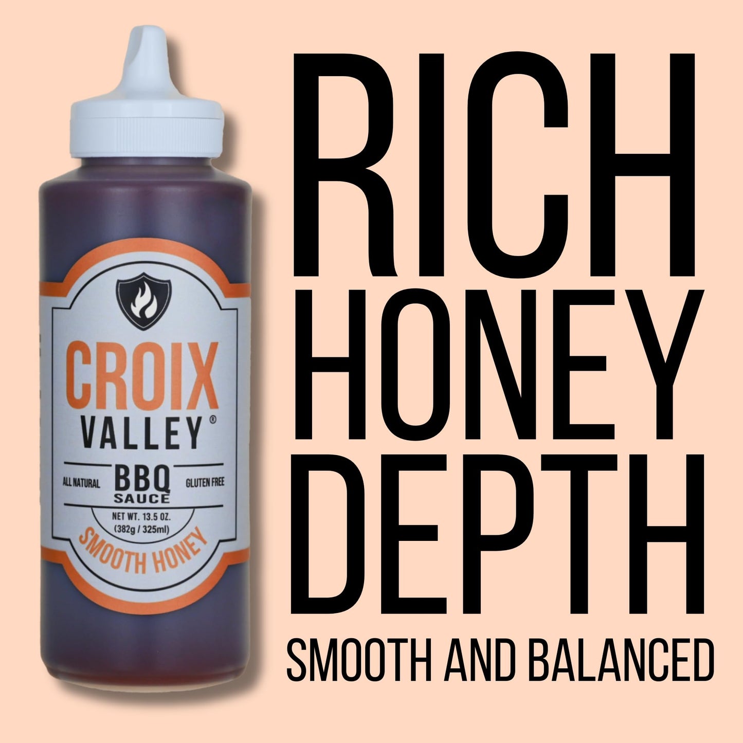 Croix Valley Smooth Honey BBQ Sauce - 3 Pack (11 oz Plastic Bottles) - Smooth Honey Sweetness with Smokey Depth - Gluten-Free, No MSG, No High