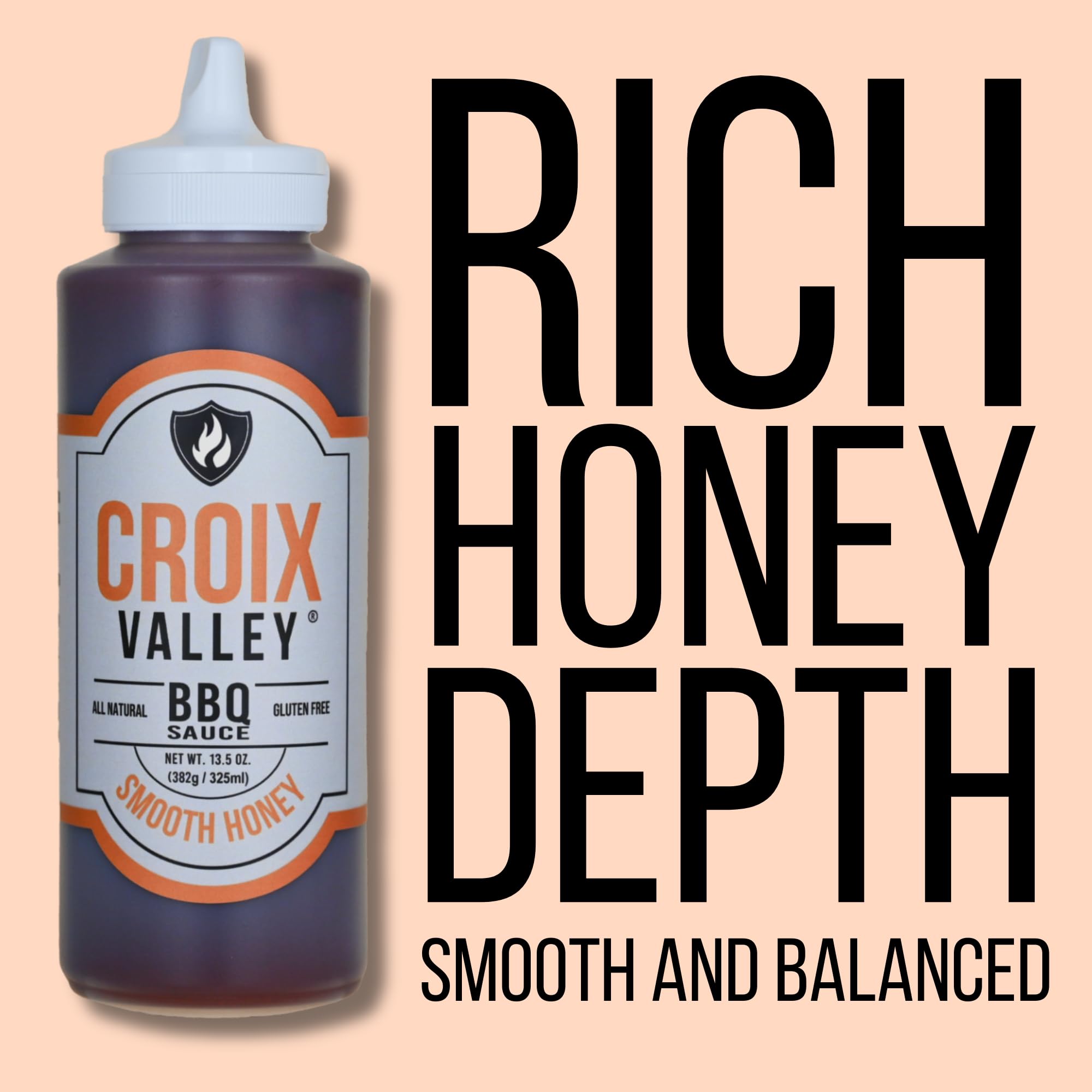Croix Valley Smooth Honey BBQ Sauce - 3 Pack (11 oz Plastic Bottles) - Smooth Honey Sweetness with Smokey Depth - Gluten-Free, No MSG, No High