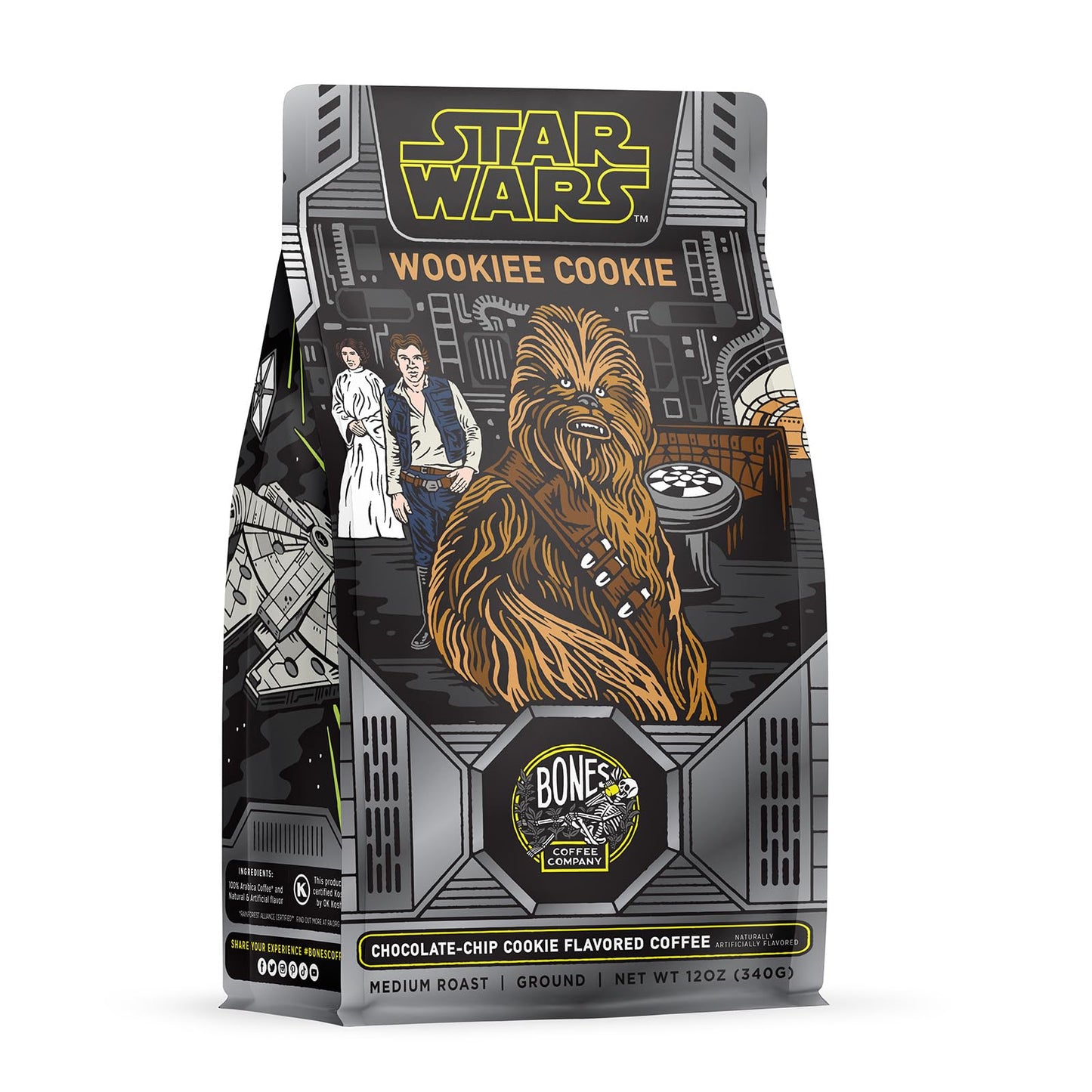 Bones Coffee Company Star Wars Wookiee Cookie Chocolate Chip Cookie Flavored Coffee, Medium Roast Low Acid Arabica Beans Compatible with Auto drip