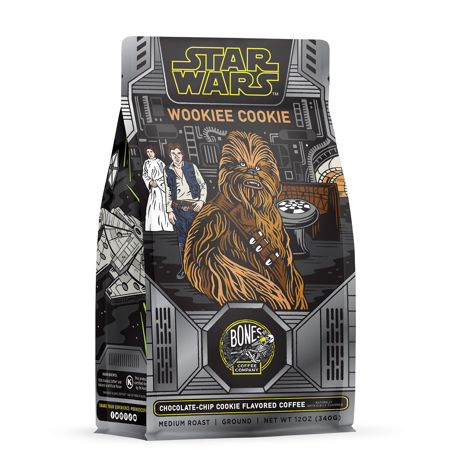 Bones Coffee Company Star Wars Wookiee Cookie Chocolate Chip Cookie Flavored Coffee, Medium Roast Low Acid Arabica Beans Compatible with Auto drip