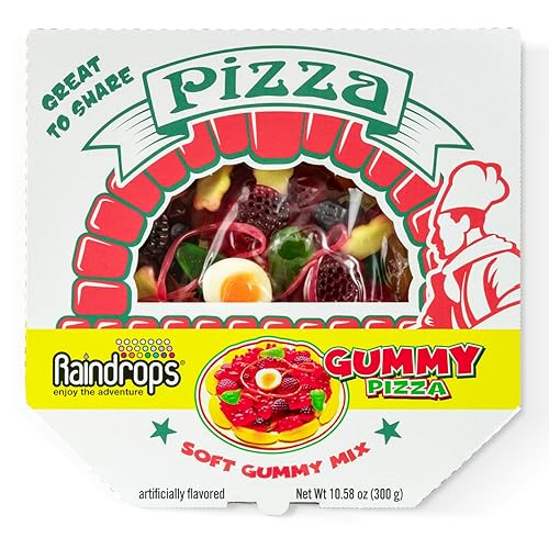 Raindrops Gummy Candy Large Pizza, Sweet Food Looks Just Like, Fun Edible & Unique Gifts, 10.58 oz