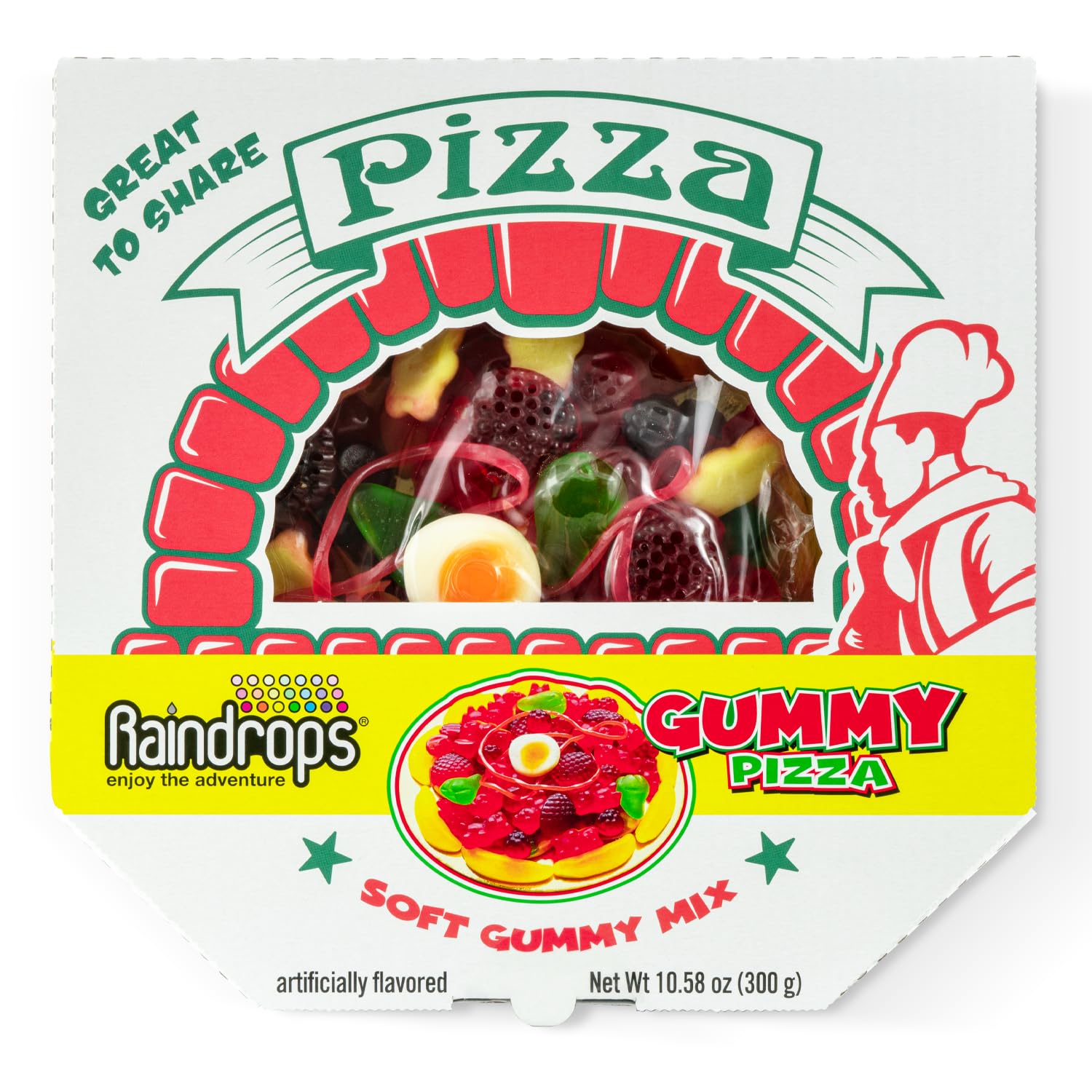 Raindrops Gummy Candy Large Pizza, Sweet Food Looks Just Like, Fun Edible & Unique Gifts, 10.58 oz