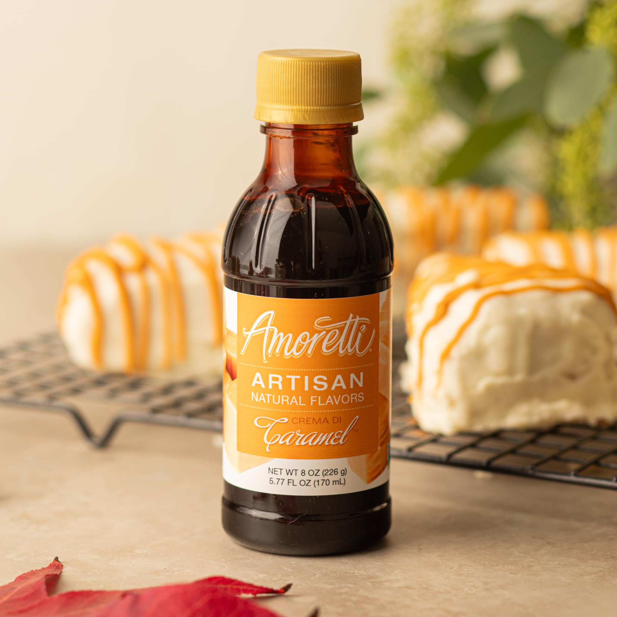 Amoretti - Natural Crema Di Caramel Artisan Flavor Paste, 8 oz, Perfect For Ice Cream, Beverages, Cakes, and more, Preservative Free, Vegan, Gluten