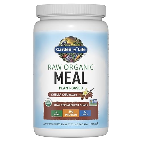 Garden of Life Meal Replacement Shakes, Raw Organic, Vanilla Chai Protein Powder with Plant Based Pea Protein, Sprouts, Greens, Probiotics, Dairy Free