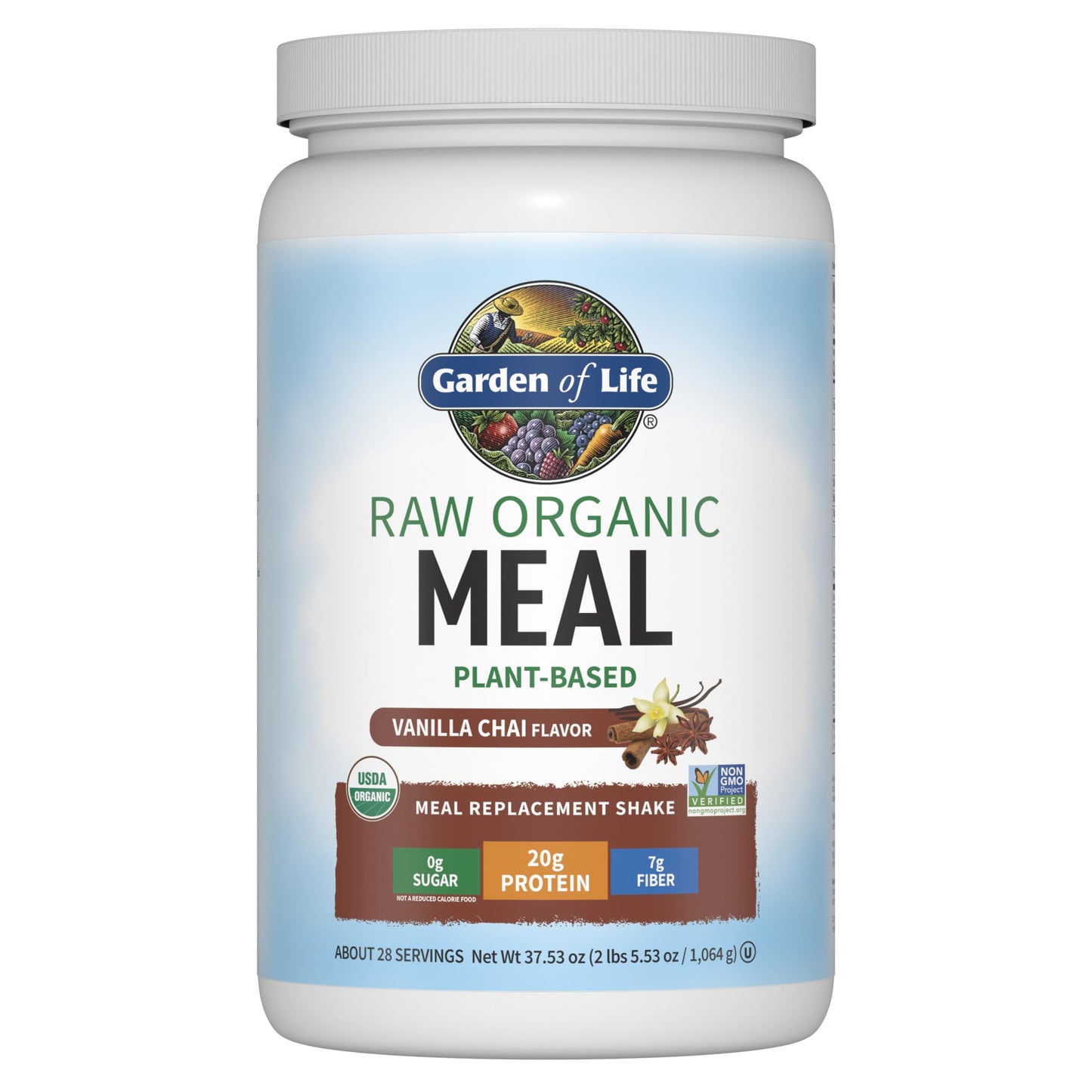 Garden of Life Meal Replacement Shakes, Raw Organic, Vanilla Chai Protein Powder with Plant Based Pea Protein, Sprouts, Greens, Probiotics, Dairy Free