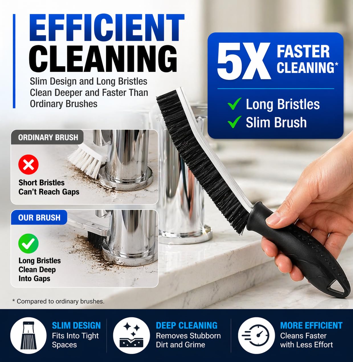 Cadley Cleaning Brush Set of 6, Cleaning Brushes for Household Use, Grout Cleaner Brush with Long Handle, Gap Cleaning Tool, Hard Bristle Brushes