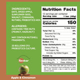 NEOBAR Apple Cinnamon Probiotic Bars - Plant-Based Vegan Snack Bars, Gluten Free Dairy Free Snacks, No Added Sugar, No Preservatives, Non-GMO |12