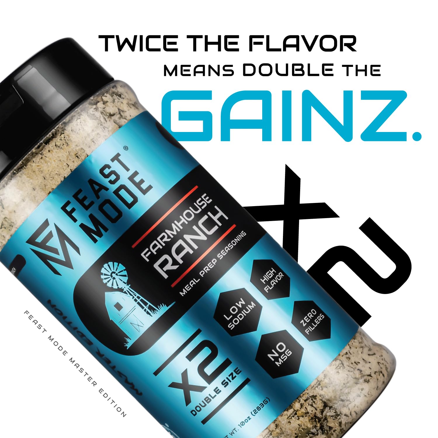 Farmhouse Ranch Seasoning | Feast Mode Flavors 10oz Master Edition | Low Sodium | Low Calorie | Zero Artificial Fillers Binders or Dyes | Natural Meal
