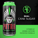 Patria Energia Pura Drink - 12-Pack, Natural Orange Flavor, 16oz Cans - 100% Natural Flavors, Cane Sugar- 200mg of Caffeine