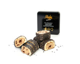 Mughe Gourmet Turkish Delight Gift Tin with Chocolate Cookie Crumble Filling - 350g/0.77 Lbs Premium Rolled Lokum