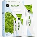 UNIQBITE Strawberry Matcha Powder Blend with Spirulina, 20 Single-Serve Sachets, for Hot and Iced Macha Latte, Green Tea, Smoothies and Baking, 5.64