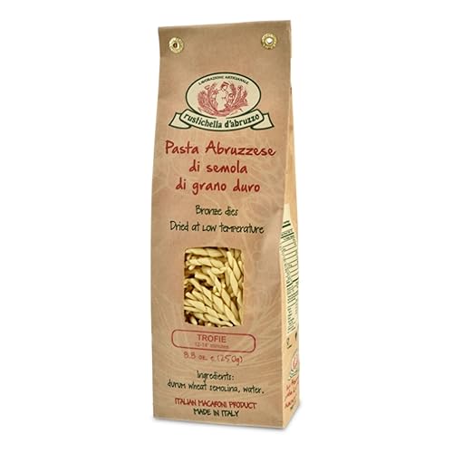 Rustichella d'Abruzzo Trofie Pasta - Authentic Italian Durum Wheat Semolina, Traditional Ligurian Shape, Soups & Cold Dishes - 250g Bag - Classic