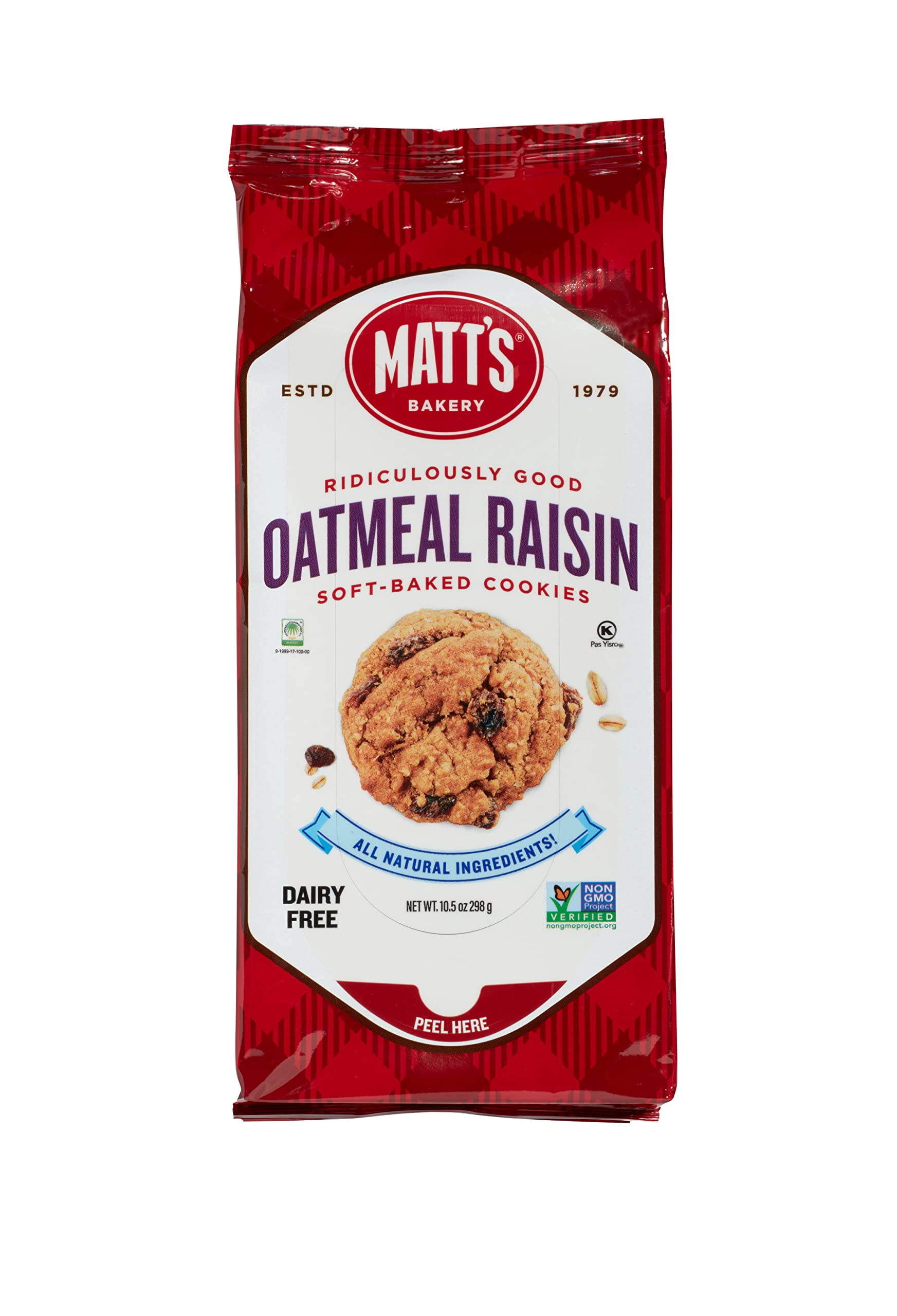Matt's Bakery | Oatmeal Raisin Cookies | Soft-Baked, Non-GMO, All-Natural Ingredients; Single Pack of Cookies (10.5oz)