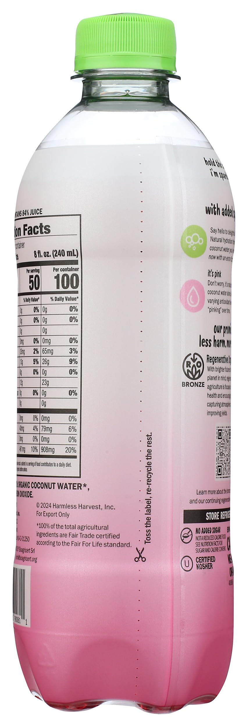 HARMLESS HARVEST Organic Sparkling Coconut Water, 16 FZ