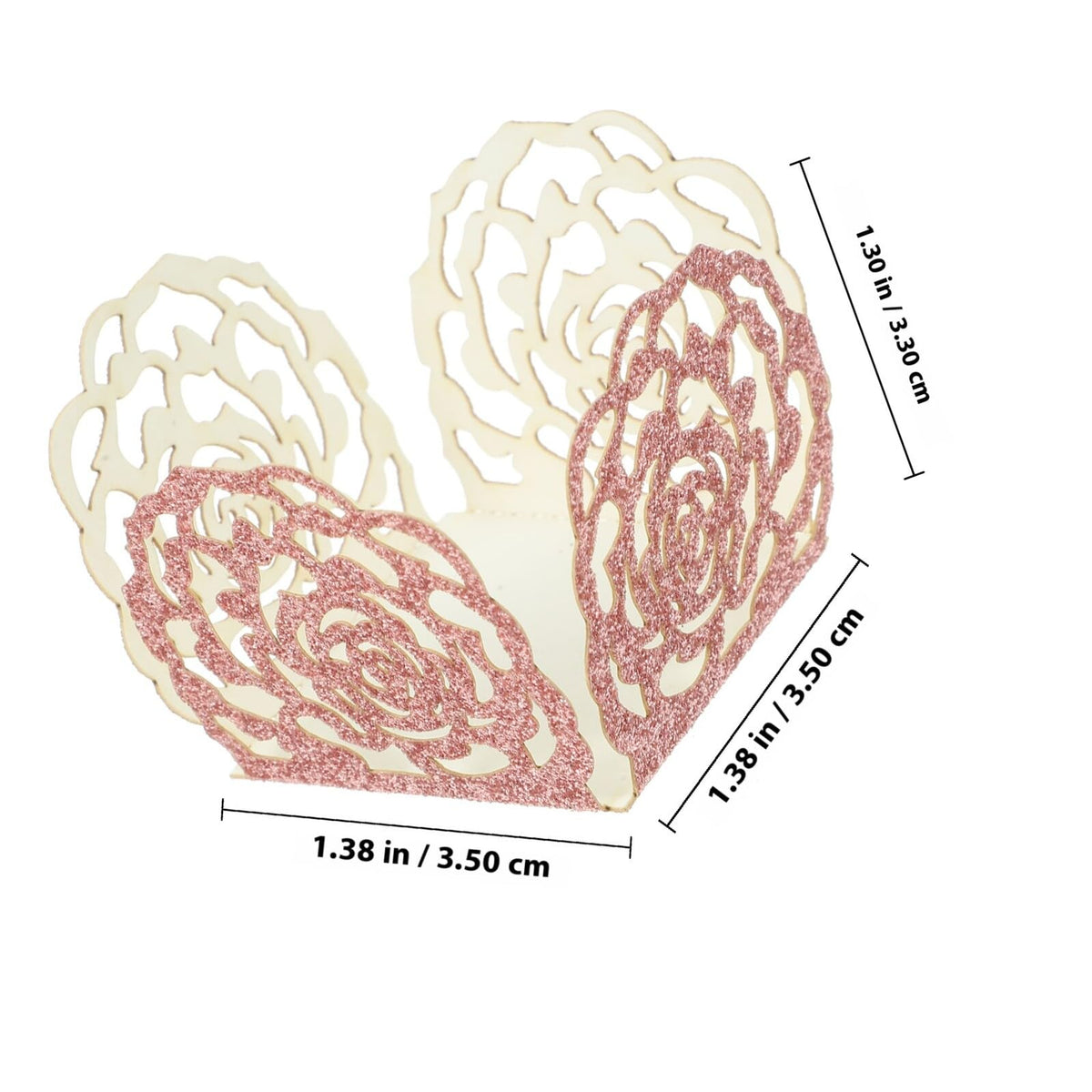 Toyvian 50pcs Chocolate Paper Holders Decorative Hollow Rose Lace Candy Wrappers Glitter Pink Dessert Truffle Cups for Wedding Party Table