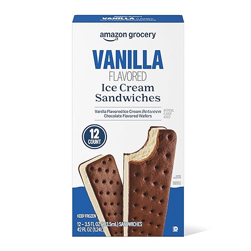Amazon Grocery, Vanilla Ice Cream Sandwiches, 3.5 Fl Oz, Pack of 12, Frozen