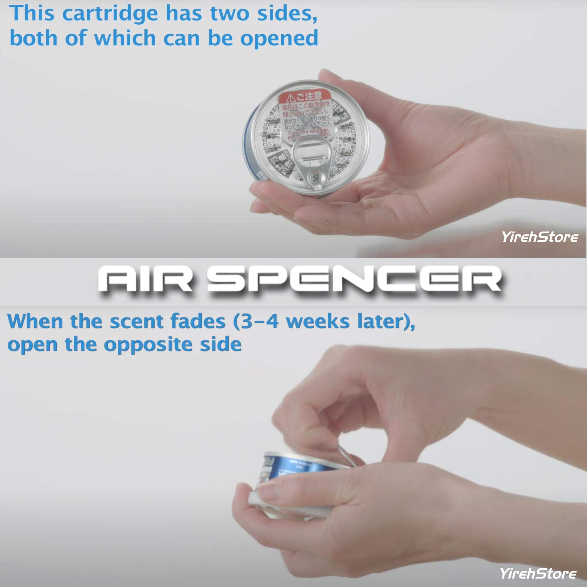 Air Spencer Cartridge 3x Squash (A9) and 2x Clear Squash (A24) scent, Heavy Duty, Last Long, JDM Eikosha Japan Car Air Freshener