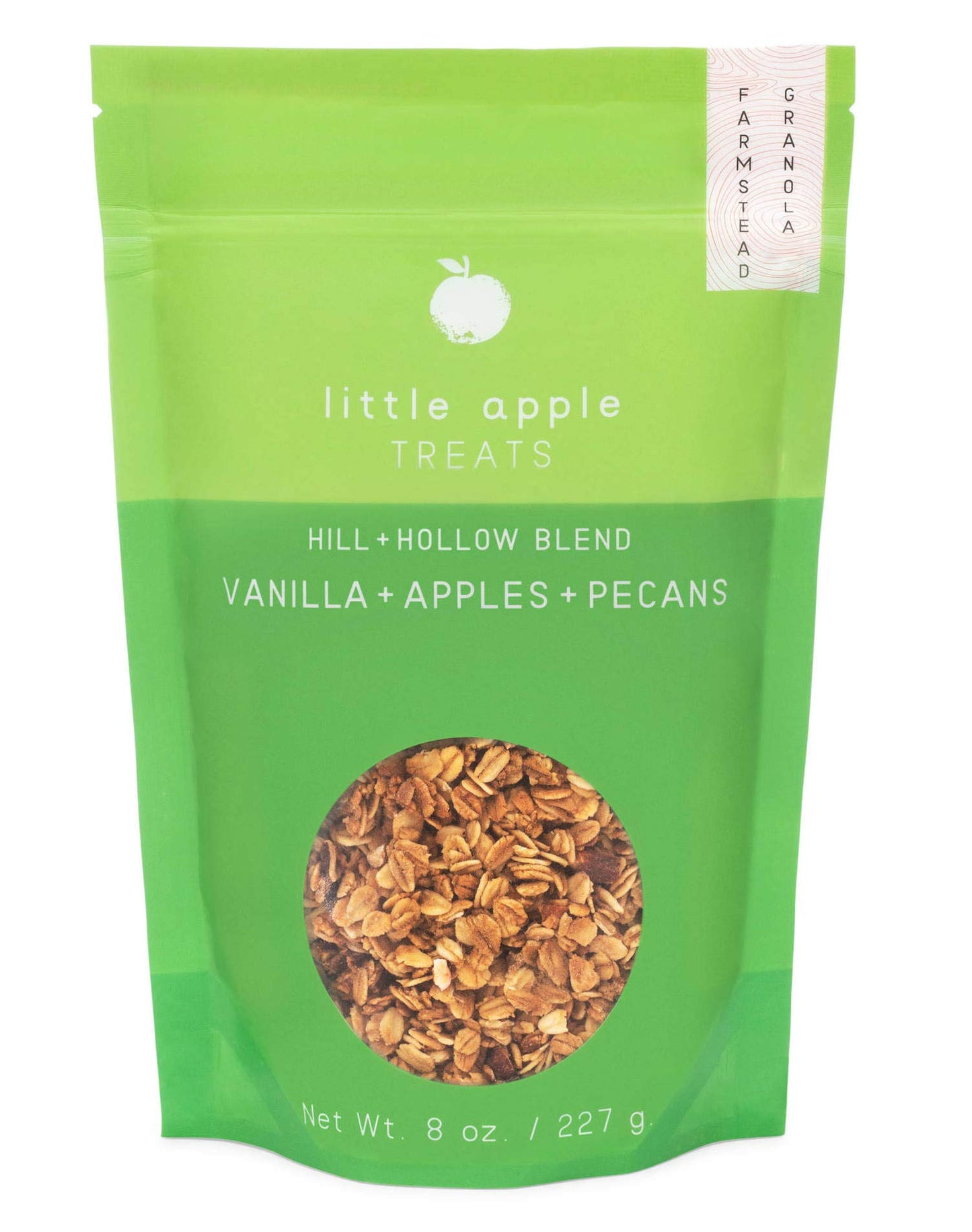 Little Apple Treats Organic Farm, All Natural Handcrafted Small Batch, American Made, Hill + Hollow Farmstead Granola Blend with Vanilla + Apples +