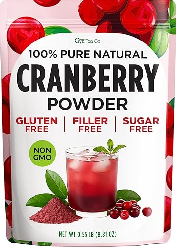 Gya Tea Co Freeze Dried Cranberry Powder 0.55 lb (8.81 oz) - Unsweetened Wild Cranberry Juice for Women & Men, Ideal for Smoothies, Superfood