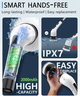 Electric Spin Scrubber for Cleaning Bathroom, Shower Scrubber Cordless Cleaning Brush with IPX7 Waterproof & 3 Speed, 9 Brush Heads, Bathroom Cleaning