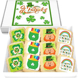 St Patrick Day Cookies 12 Pack Saint Patricks Decorated | INDIVIDUALLY WRAPPED Sugar Cookies | Gift | Nut Free Shamrock Pot of Gold Irish Leprechaun
