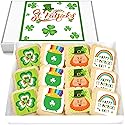 St Patrick Day Cookies 12 Pack Saint Patricks Decorated | INDIVIDUALLY WRAPPED Sugar Cookies | Gift | Nut Free Shamrock Pot of Gold Irish Leprechaun