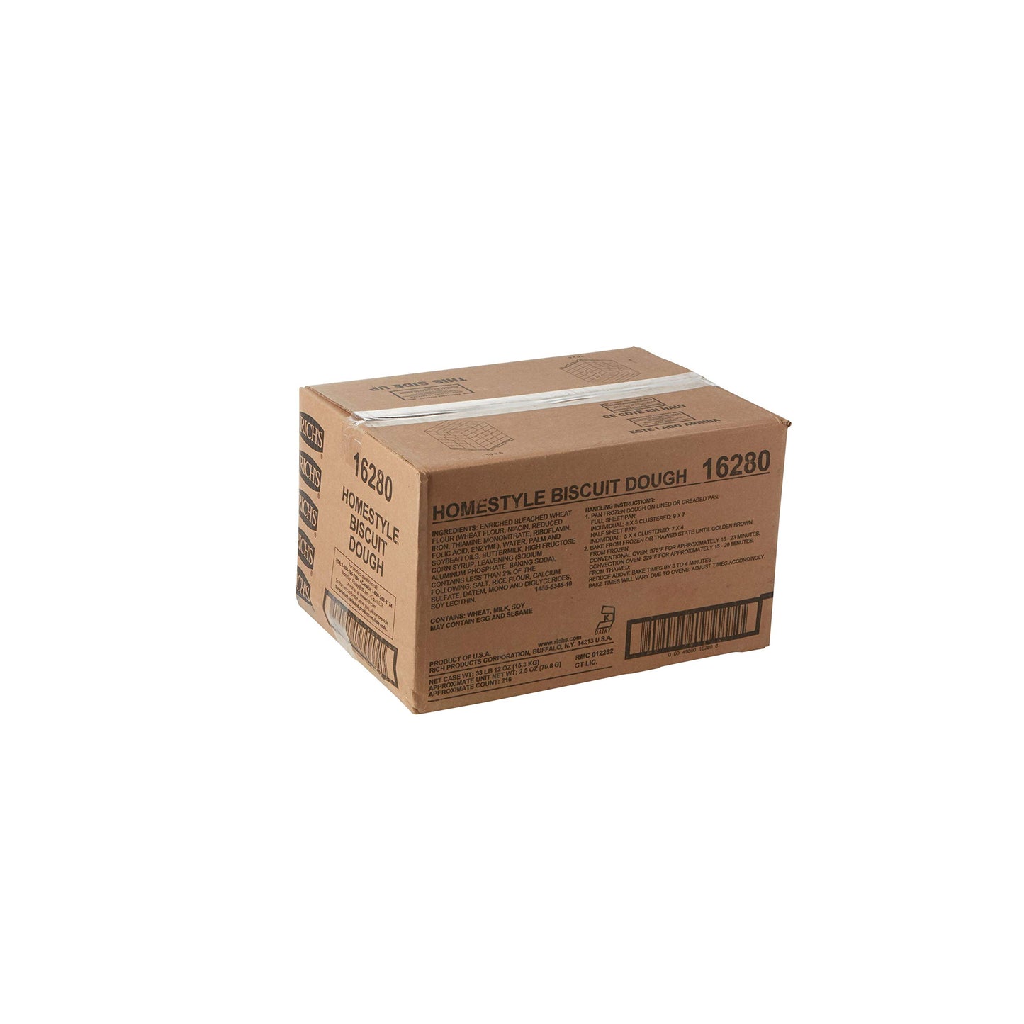 Rich Products Homestyle Biscuit Dough, 2.5 Ounce -- 216 per case.