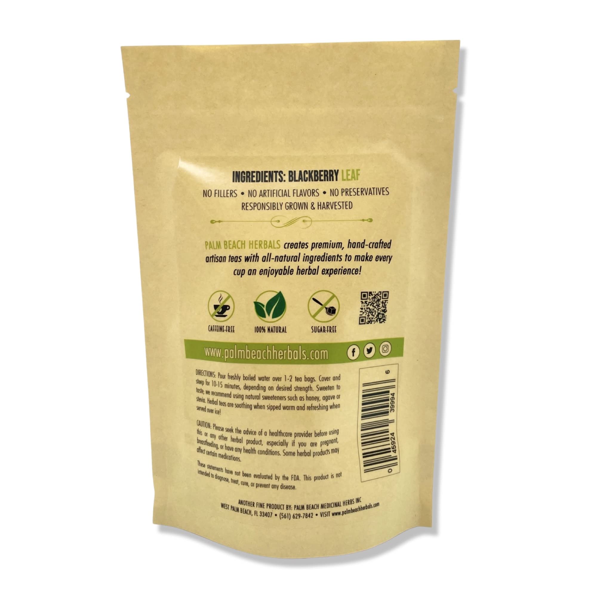 Palm Beach Medicinal Herbs - BlackBerry Leaf Tea - Pure Herbal Tea Series, 30ct