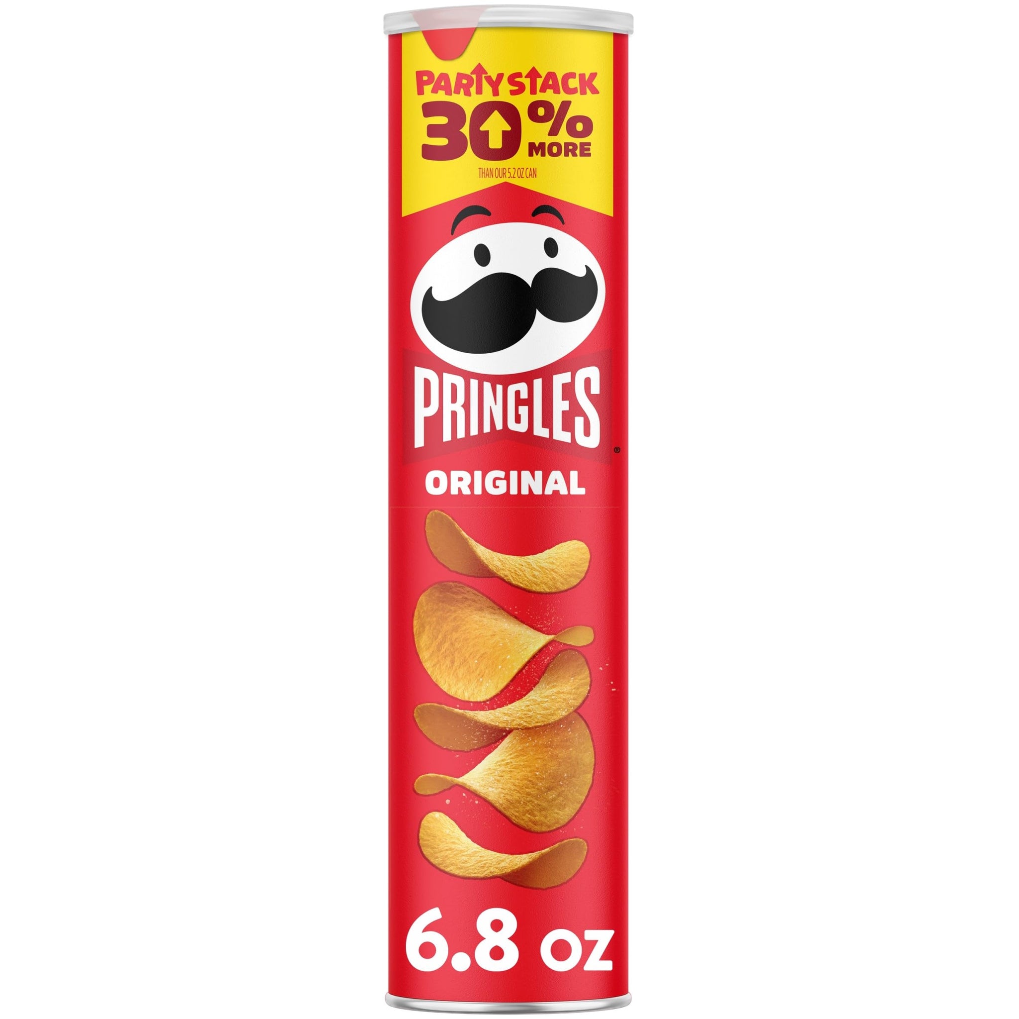 Pringles Potato Crisps Chips, Lunch Snacks, On-the-Go Snacks, Party Stack, Original, 6.8oz Can (1 Can)