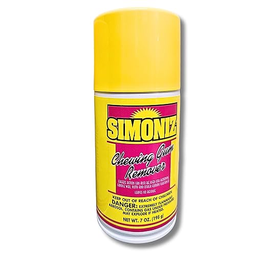 Simoniz Chewing Gum Remover Spray 7 Oz - 1 Pack - Targets Stubborn Residues & Adhesives on Carpet, Furniture, & More! Versatile for Cars, Candle Wax