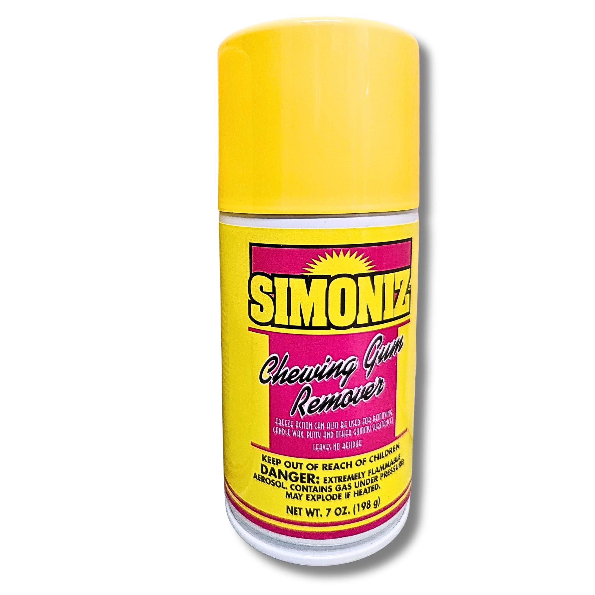 Simoniz Chewing Gum Remover Spray 7 Oz - 1 Pack - Targets Stubborn Residues & Adhesives on Carpet, Furniture, & More! Versatile for Cars, Candle Wax