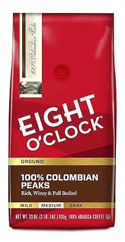 Eight O'Clock Ground Coffee, 100% Colombian Peaks, 33 Ounce (Pack of 1)