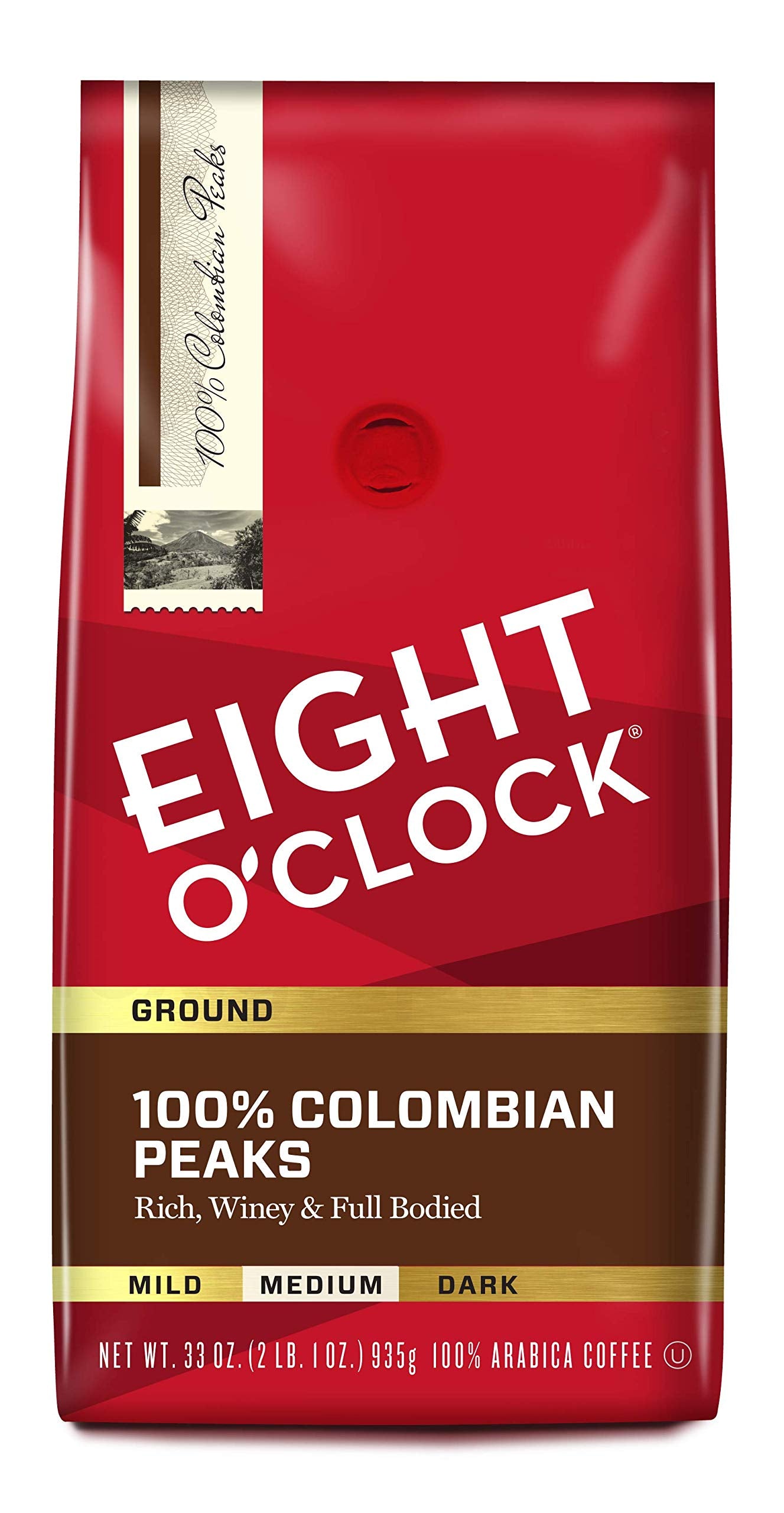 Eight O'Clock Ground Coffee, 100% Colombian Peaks, 33 Ounce (Pack of 1)