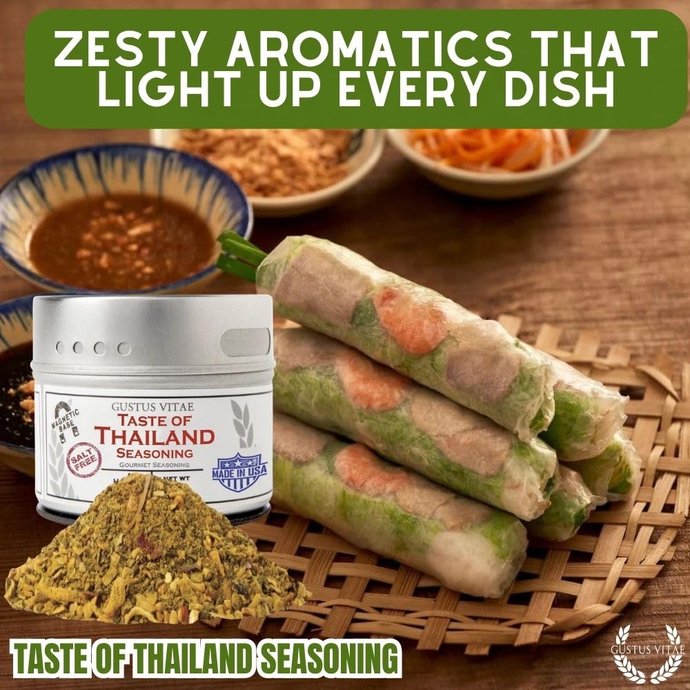 Taste of Thailand Seasoning | Non GMO Verified | Magnetic Tin | Spice Blend | 1.4oz | Crafted in Small Batches by Gustus Vitae | #28