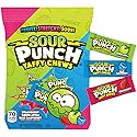 Sour Punch Taffy Candy Chews - 25 oz Bag (Pack of 1) - (Strawberry, Blue Raspberry, Green Apple) - Individually Wrapped Chewy Candy - Fun Sour Chewy