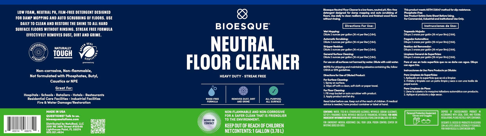 Bioesque Neutral Floor Cleaner, 1 Gallon (Pack of 1)