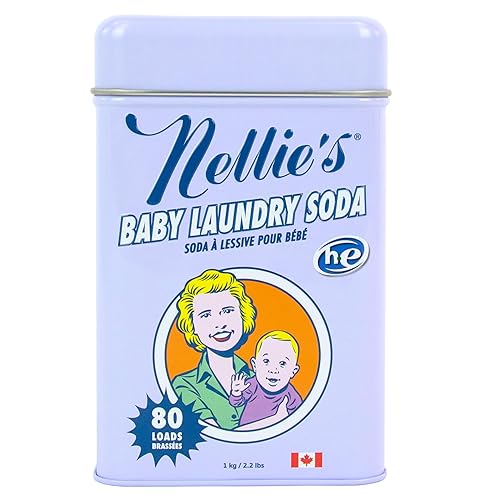 Nellie’s Baby Laundry Soda Tin - 80 Loads - Gentle Powdered Detergent for Delicate Fabrics - Fragrance-Free Formula - 80 Loads - Made in Canada