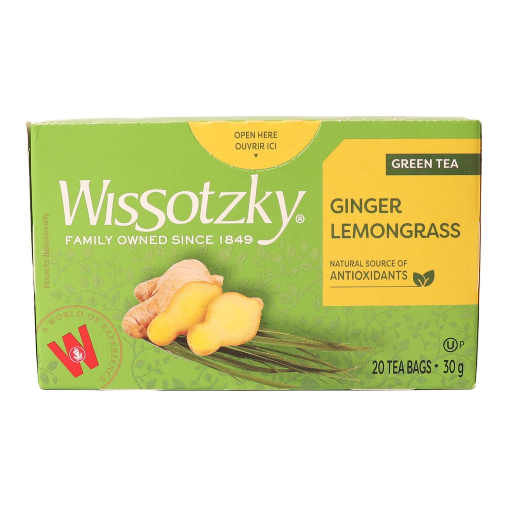 Wissotzky Tea Green Tea with Ginger & Lemongrass - 20 Tea Bags