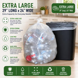 7-10 Gallon Clear Garbage Bags (110 Bags) 29" x 24" Extra Large Medium Kitchen Trash Bags Paper Shredder Bags Can Liners for Home and Office Bins, 110