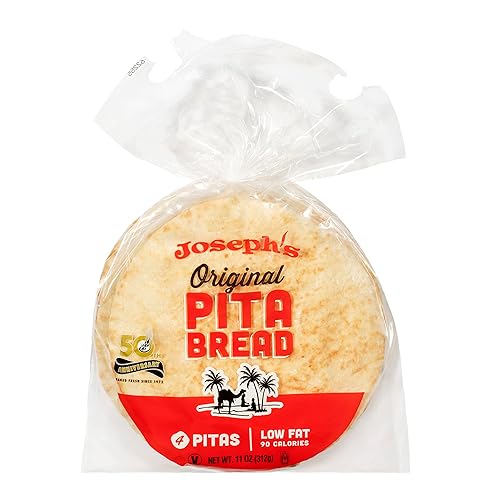 Joseph’s Original White Pita Bread, 1-Pack, Fresh Baked (4 Pitas per Pack, 11Oz.)