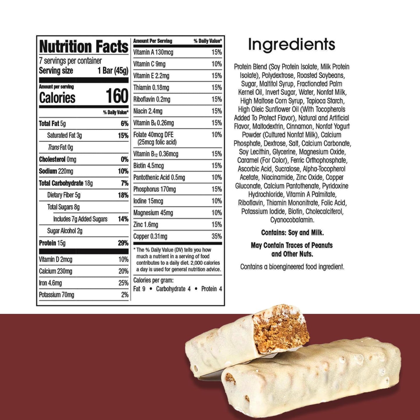 High Protein Nutrition Bar - Low-Carb, 15g Protein, Low Sugar, High Fiber, Low Calorie, Meal Replacement Bar (Shortbread Cookie, 1 Box - 7 Count)
